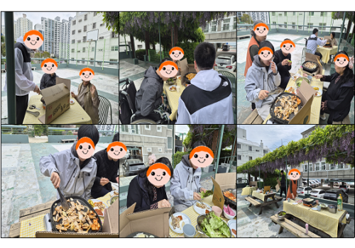 야외에서 진행한 특별한 고기 파티