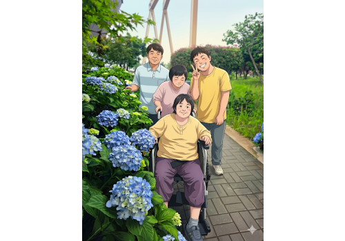 푸른 수국과 함께한 나들이